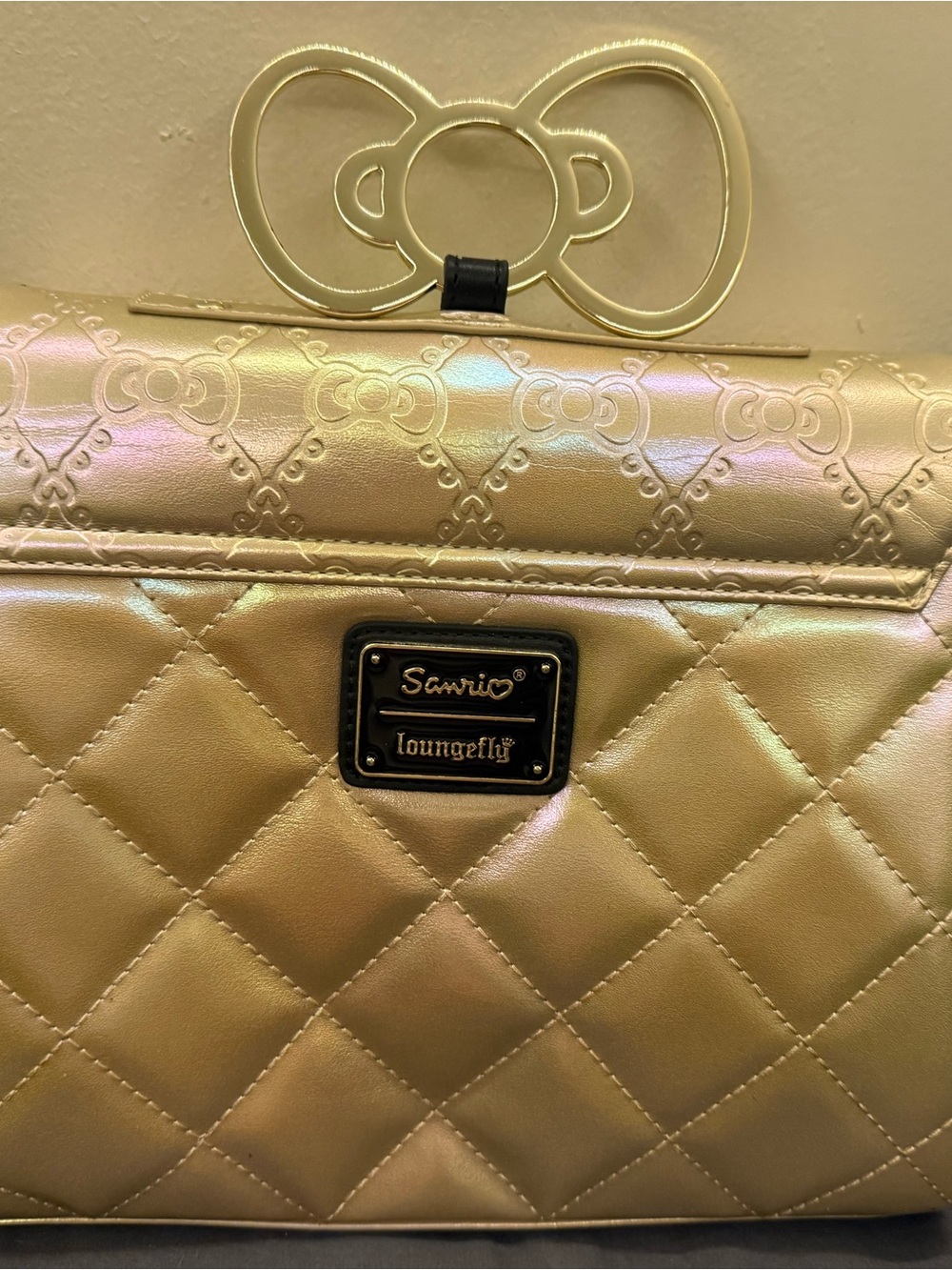 Hello Kitty Gold Quilted Crossbody Purse